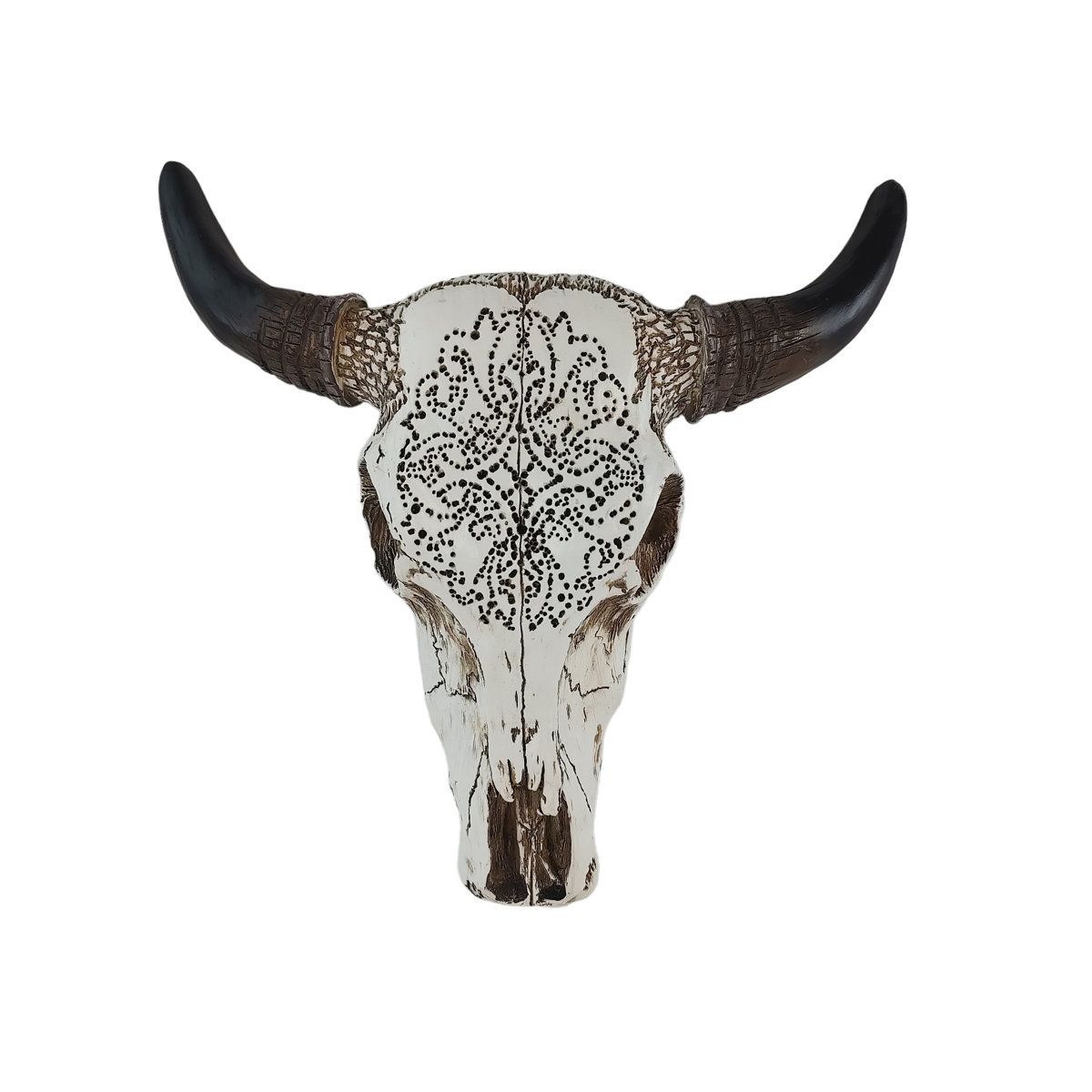 Heart Distressed Carved Cow Bull Skull Hanging Wall Décor main image 1
